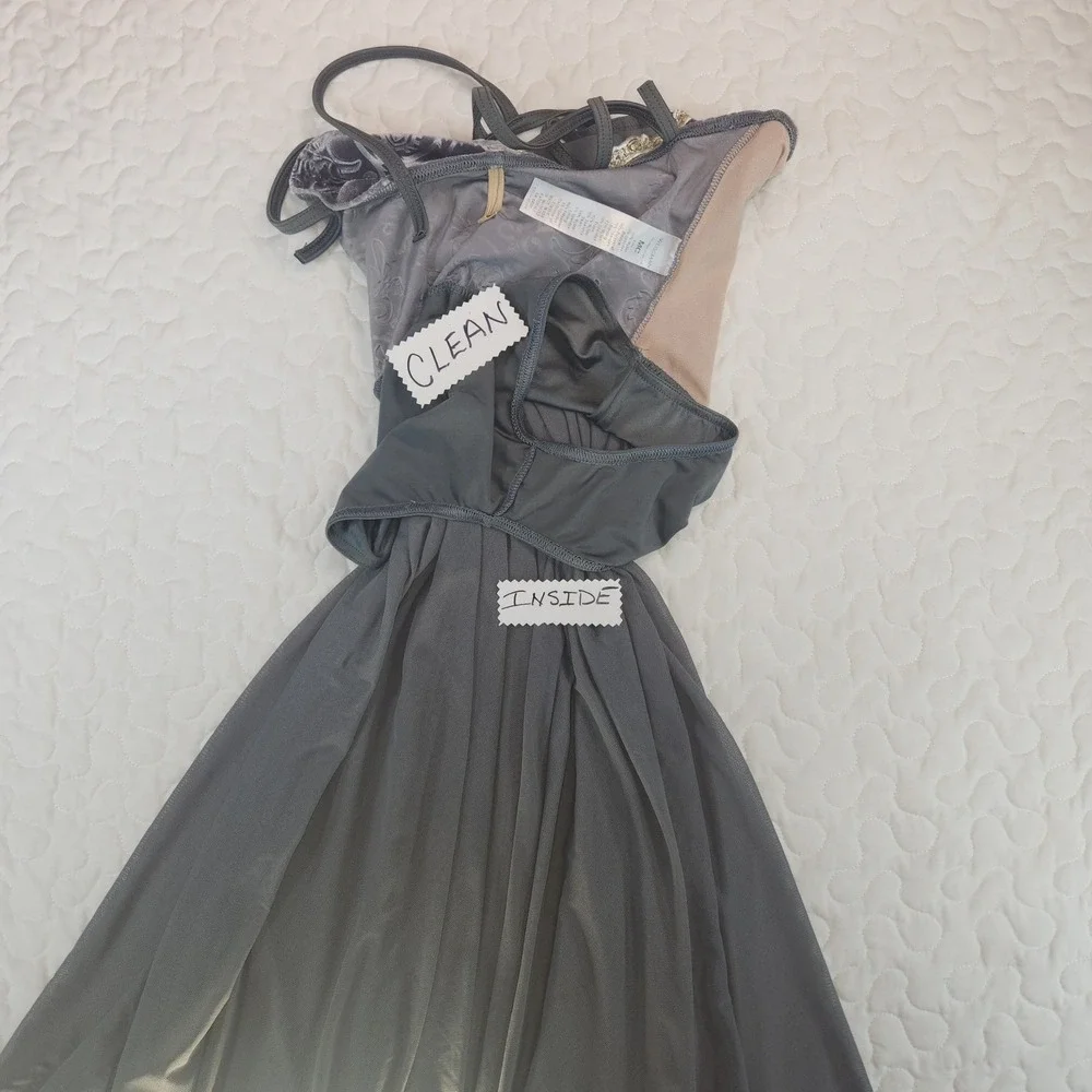 Child Medium Weissman Dance Costume Gray Velvet Tulle Skirt  Leotard  11460 MC